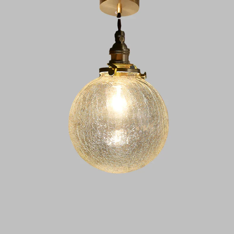 Vintage Copper Glass Globe Pendant Light