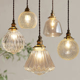 Vintage Copper Glass Globe Pendant Light