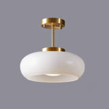 Vintage Glass Ceiling Light with Brass Rod