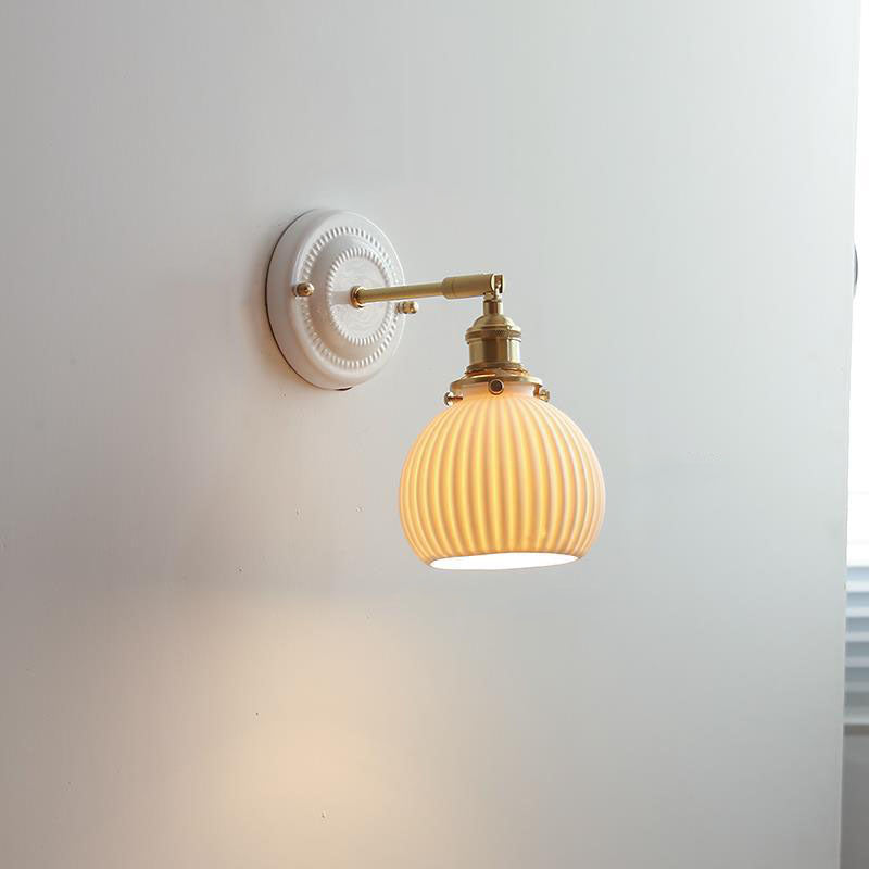 Vintage Japanese Ceramic Brass Wall Light