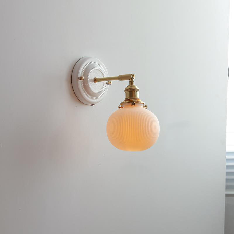 Vintage Japanese Ceramic Brass Wall Light