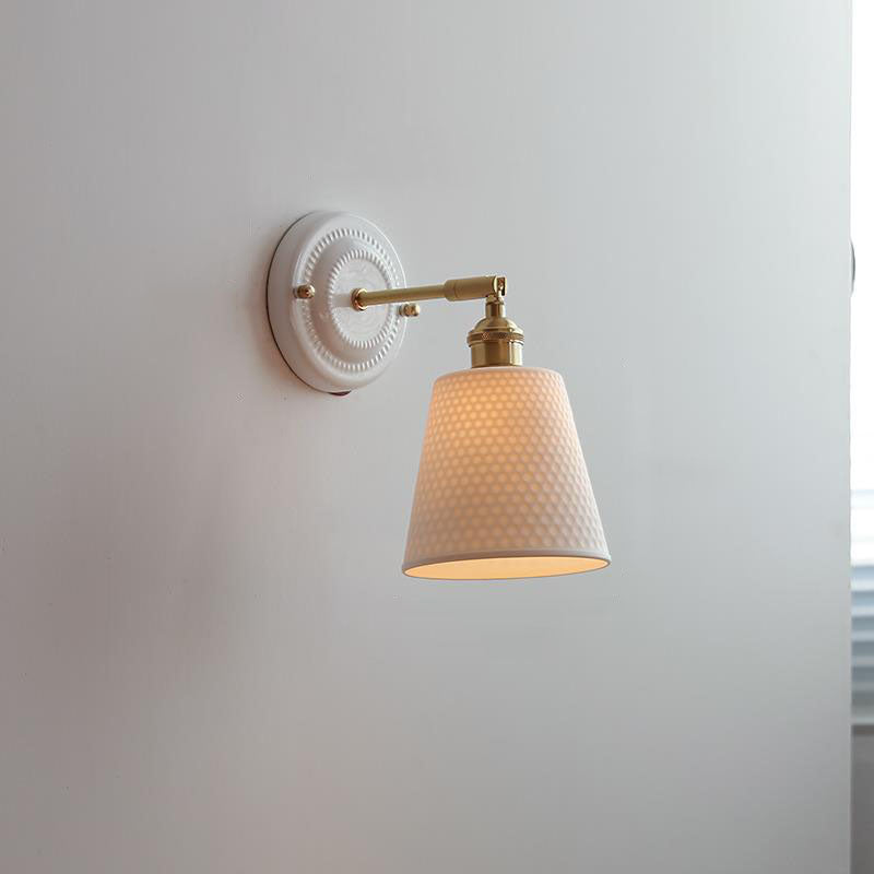 Vintage Japanese Ceramic Brass Wall Light