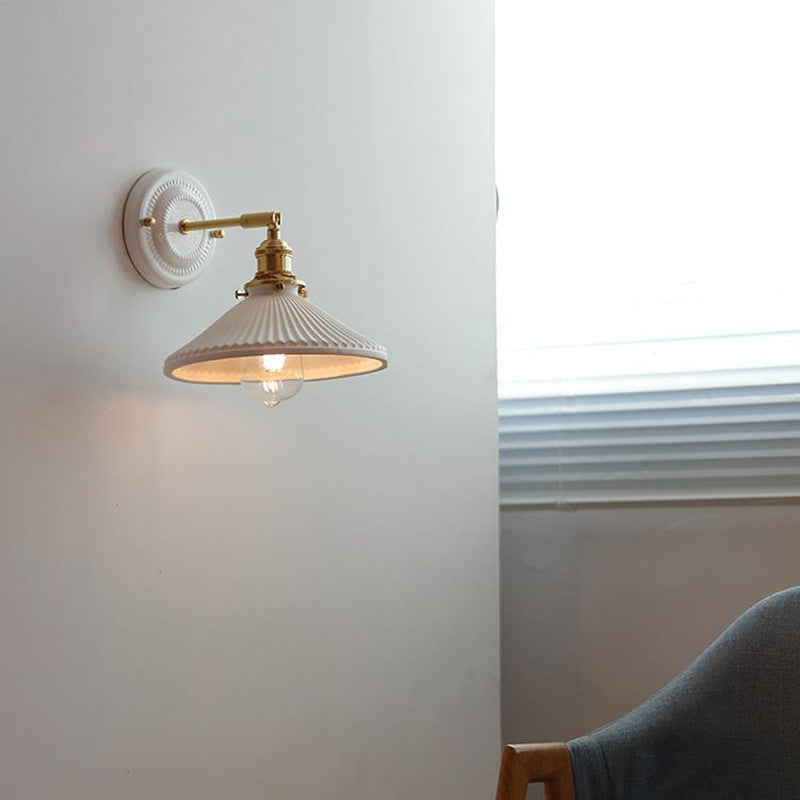 Vintage Japanese Ceramic Brass Wall Light