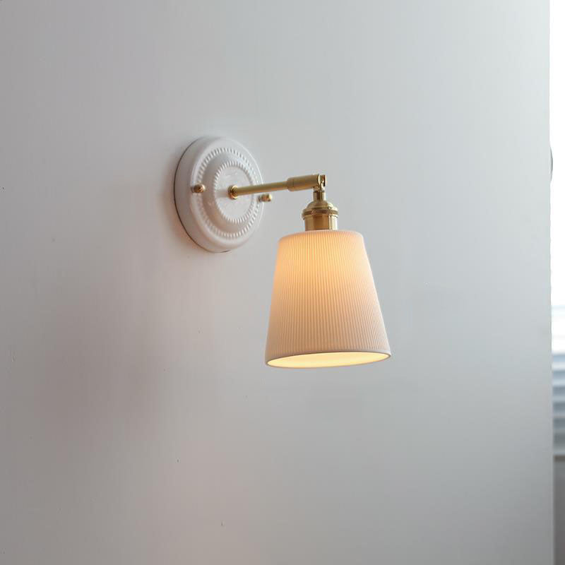Vintage Japanese Ceramic Brass Wall Light