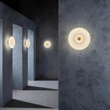 Vintage Ribbed Glass Round LED Wall Sconce