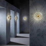 Vintage Ribbed Glass Round LED Wall Sconce