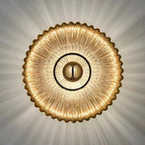 Vintage Ribbed Glass Round LED Wall Sconce