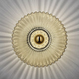Vintage Ribbed Glass Round LED Wall Sconce