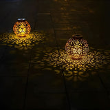 Vintage Solar Lantern with Patterned Glow