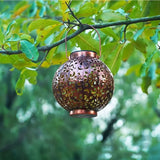Vintage Solar Lantern with Patterned Glow