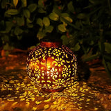 Vintage Solar Lantern with Patterned Glow