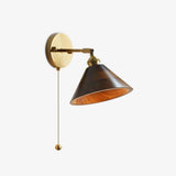 Vintage Wooden Dome Brass Wall Sconce