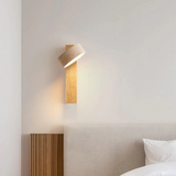 Wabi Sabi Travertine Wood Wall Sconce