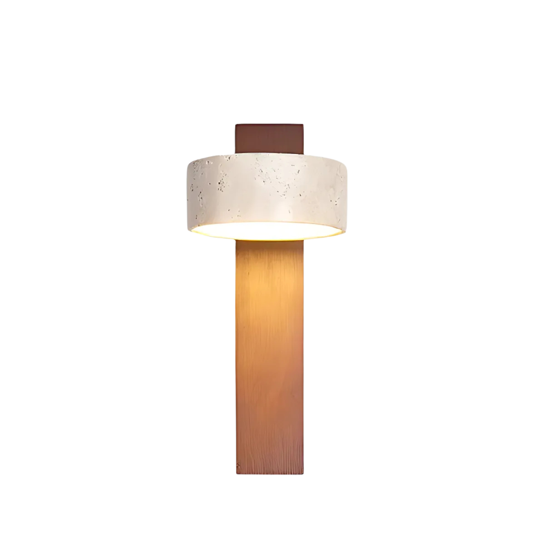Wabi Sabi Travertine Wood Wall Sconce