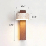 Wabi Sabi Travertine Wood Wall Sconce