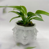 White Ceramic Face Planter Sculpted Design