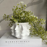 White Ceramic Face Planter Sculpted Design
