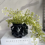 White Ceramic Face Planter Sculpted Design
