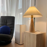 Wood Pleated LED Table Lamp