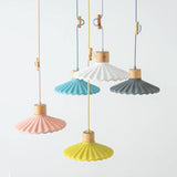 Wood and Cement Scalloped Pendant Light