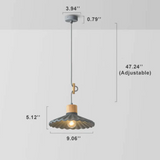 Wood and Cement Scalloped Pendant Light
