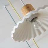 Wood and Cement Scalloped Pendant Light