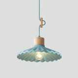 Wood and Cement Scalloped Pendant Light