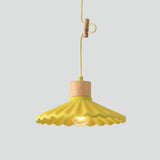 Wood and Cement Scalloped Pendant Light
