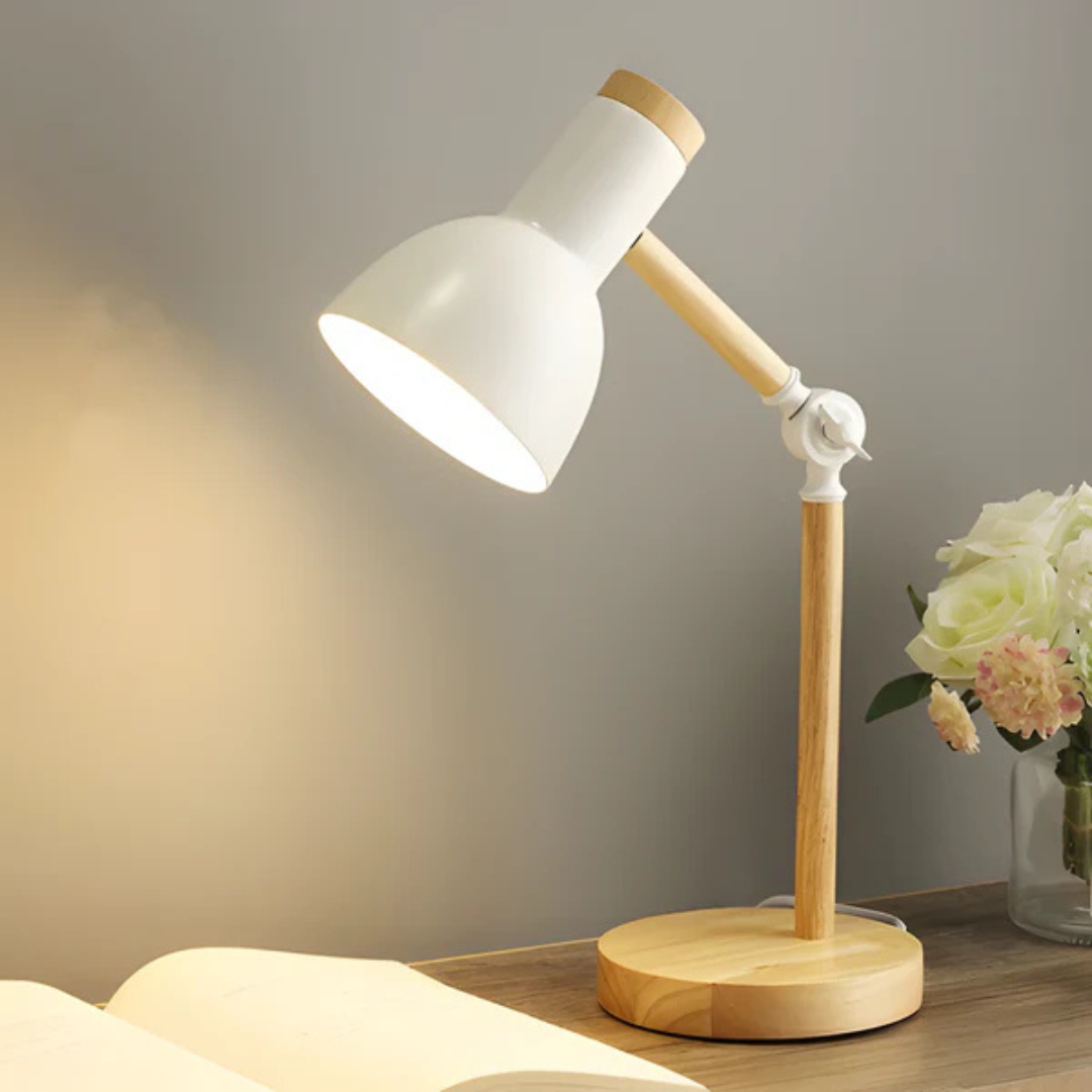 Wood and Metal Adjustable LED Table Lamp