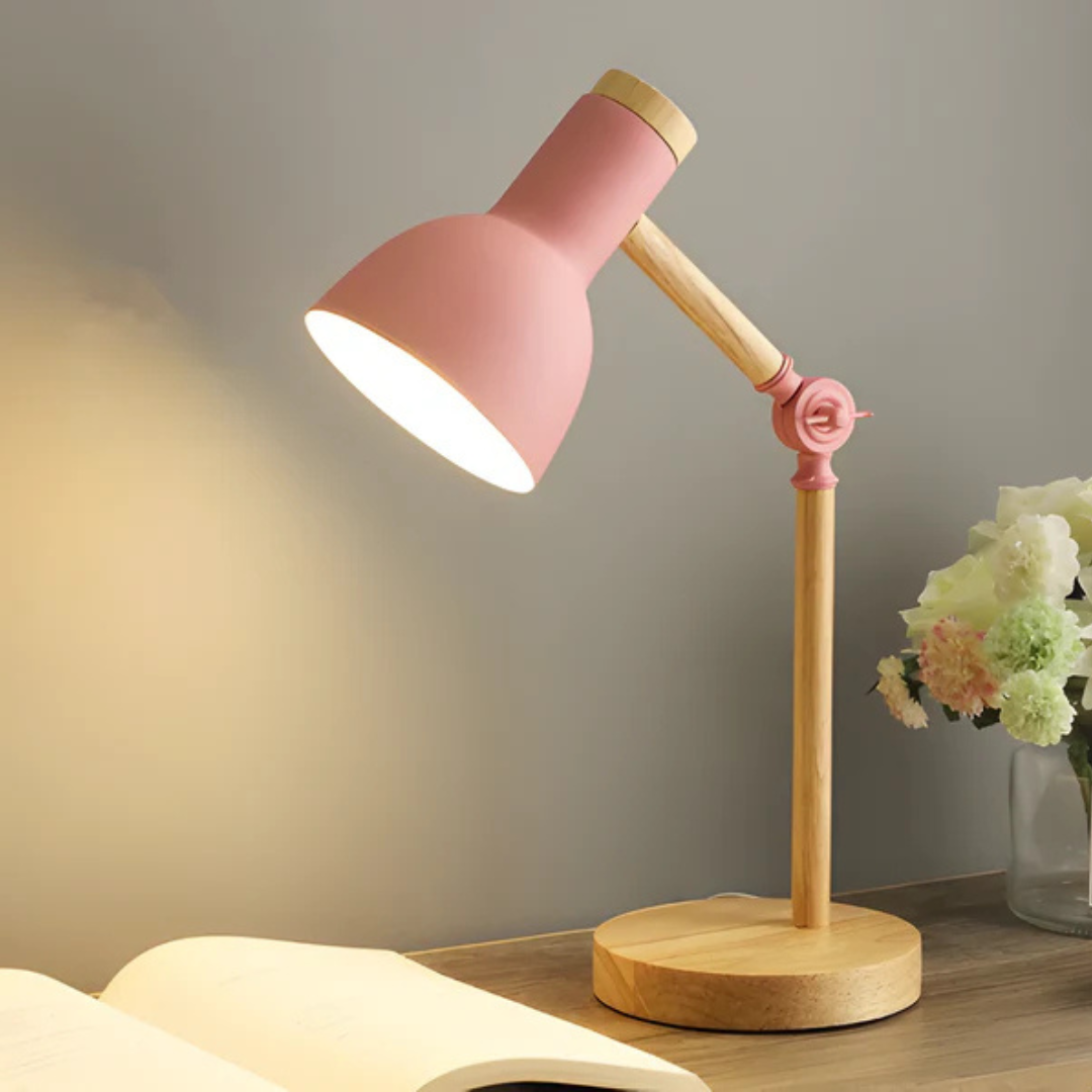Wood and Metal Adjustable LED Table Lamp