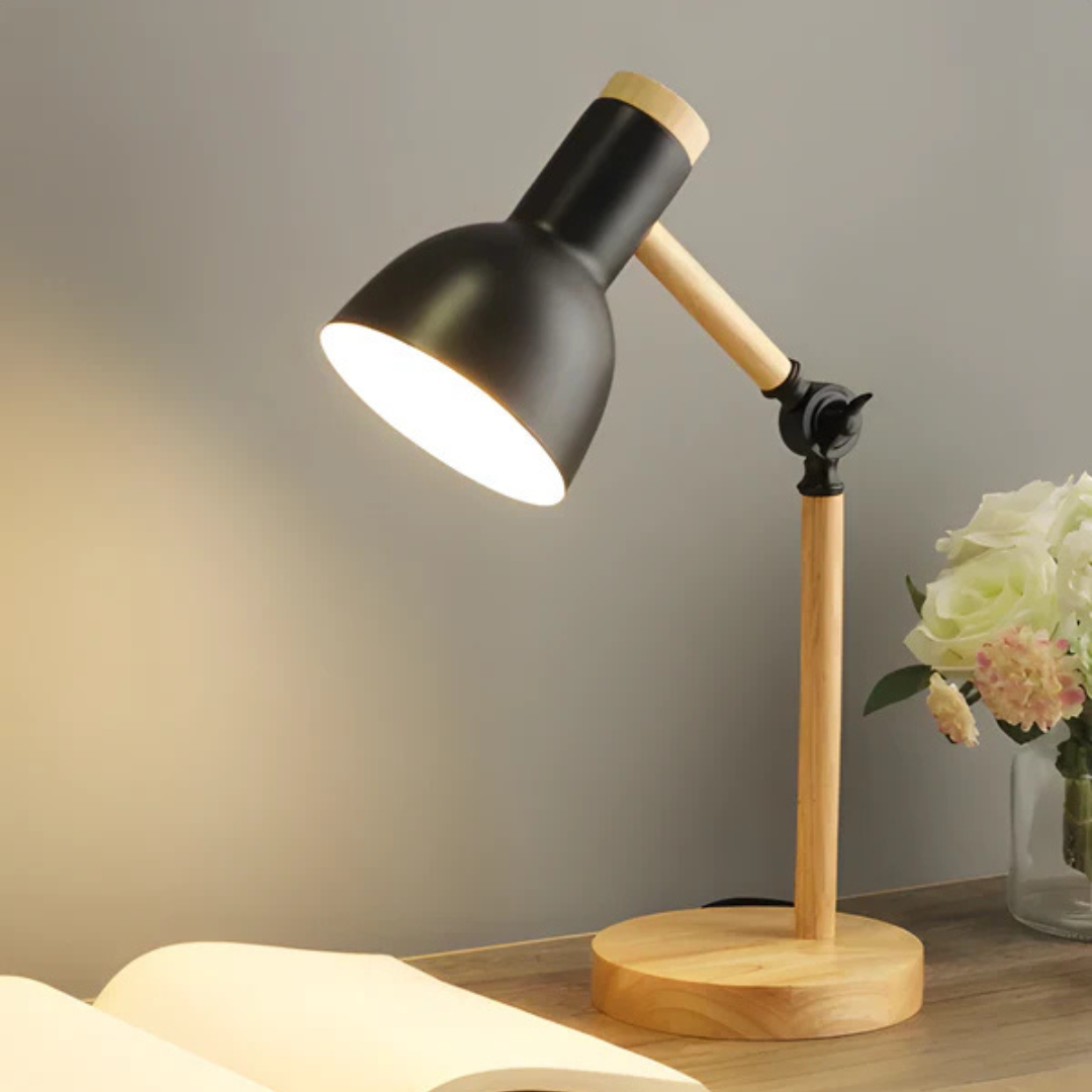 Wood and Metal Adjustable LED Table Lamp