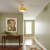 Wooden Dome Glass Semi Flush Ceiling Light