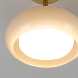 Wooden Dome Glass Semi Flush Ceiling Light