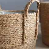 Woven Bamboo Flower Pot Basket with Handles