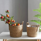 Woven Bamboo Flower Pot Basket with Handles