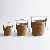 Woven Bamboo Flower Pot Basket with Handles