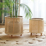 Woven Rattan Flower Pot Holder with Leg Stand