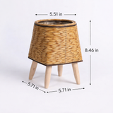Woven Rattan Flower Stand with Wooden Legs