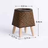 Woven Rattan Flower Stand with Wooden Legs