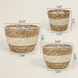 Woven Seagrass Flower Pot Baskets Set of 3