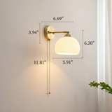 Nordic Brass Wall Sconce with Ribbed Glass